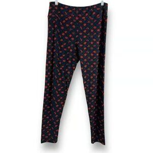 LuLaRoe Tall And Curvy Halloween Leggings Blue Square Swirl Pumpkin Bat Print